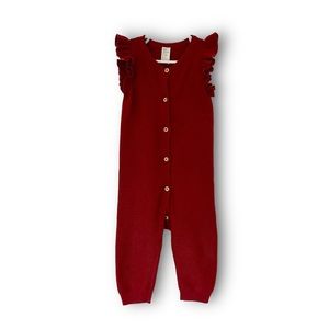 H&M Knit Cotton Romper Suit, 12M, Deep red
